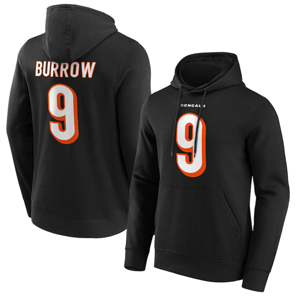 Men's Black Cincinnati Bengals #9 Joe Burrow Hoodie